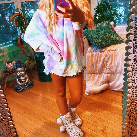 SOLD ON IG✨Pastel Off Shoulder Tie Dye Oversi - Picture 6 of 12